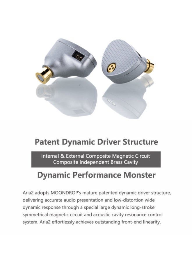 Moondrop ARIA 2 in-Ear Headphone with 0.78 2 Pin Cable Replaceable Plugs 3.5/4.4mm Earphone (Silver) - Image 5